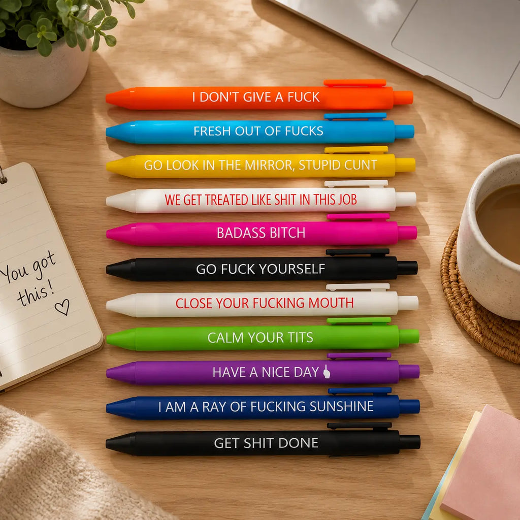 11 Pack Funny Saying Pens – Humorous Ballpoint Pens with Daily Quotes for Office, Teachers, Coworkers and Writing Supplies