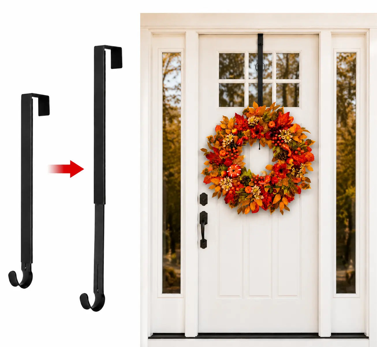 24 Inch Fall Wreath for Front Door – Autumn Wreath with Pumpkins, Apples, Pomegranates, Maple Leaves and Berries for Farmhouse Porch, Thanksgiving and Harvest Decor