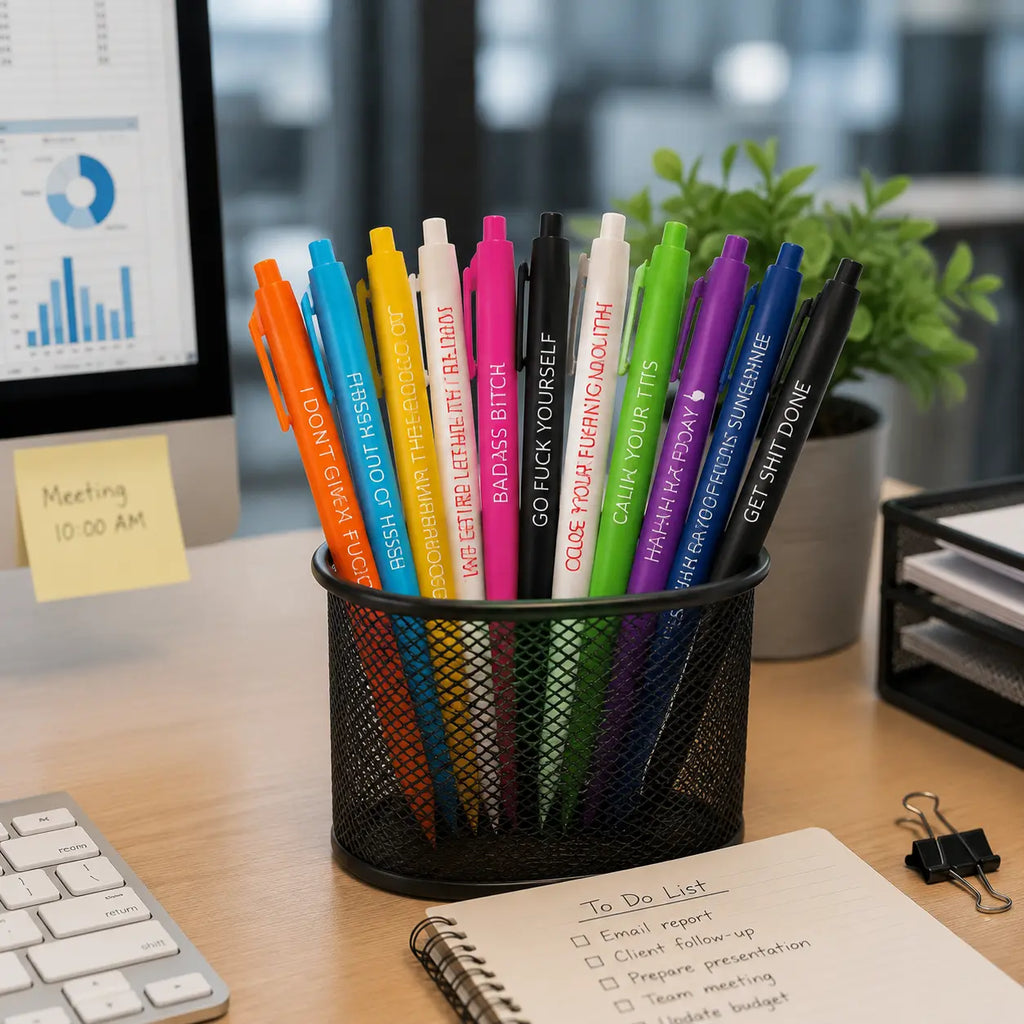 11 Pack Funny Saying Pens – Humorous Ballpoint Pens with Daily Quotes for Office, Teachers, Coworkers and Writing Supplies