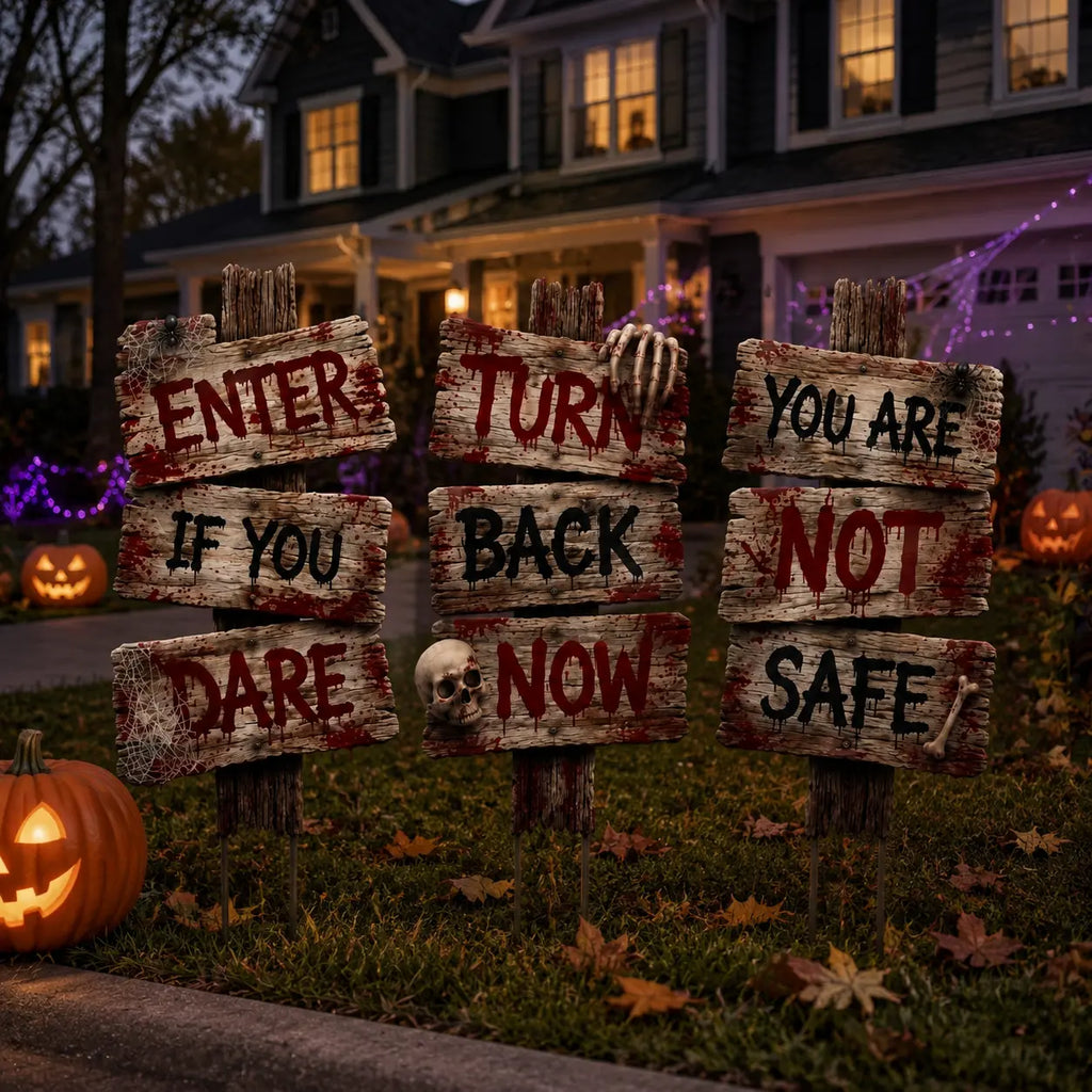 3PCS Halloween Yard Signs, Horror Outdoor Decorations with Spooky Designs for Lawn, Garden, Front Yard and Porch
