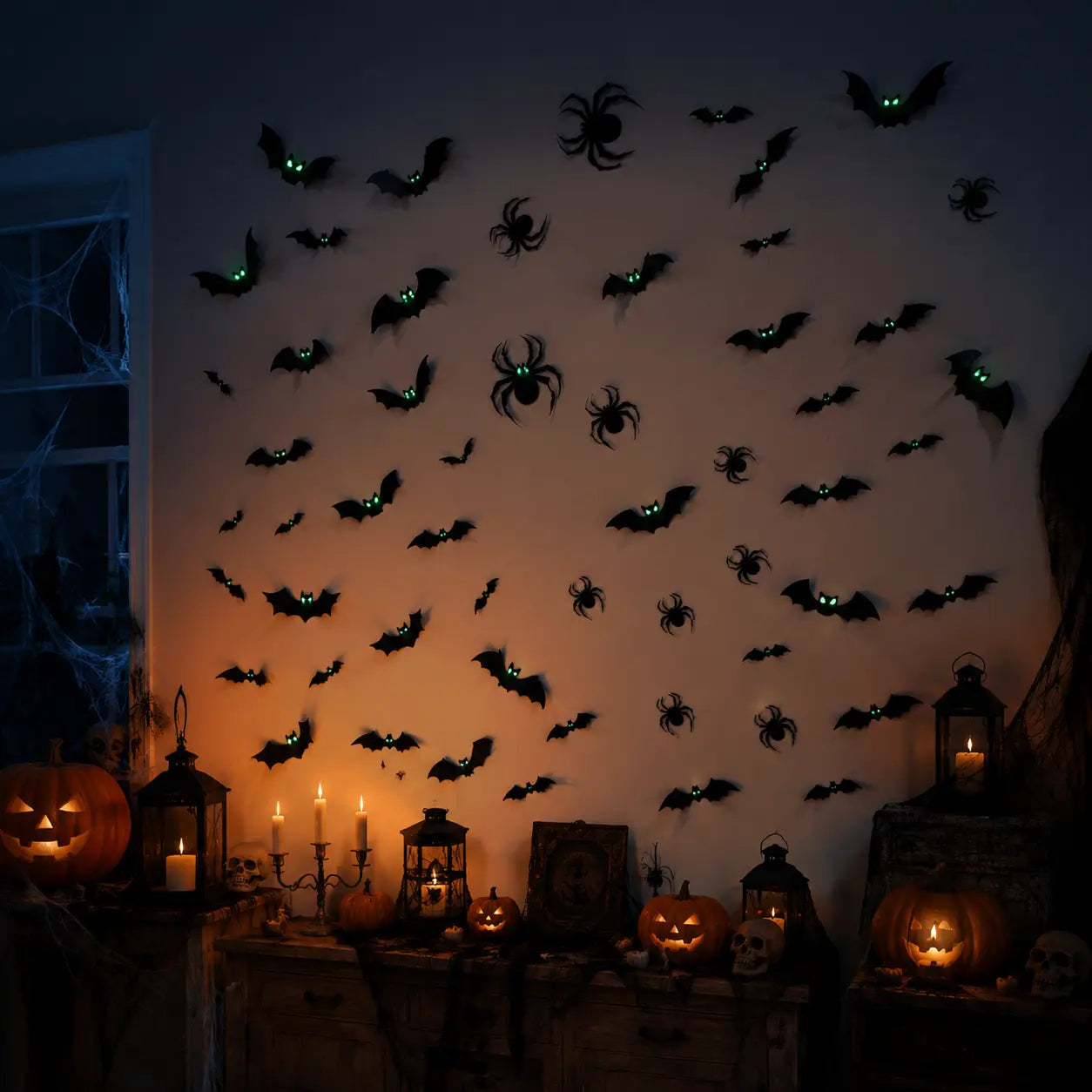 140 pcs Bats Halloween Decorations: Halloween Bats Wall Décor Bat Stickers Decals PVC 3D Wall Bat Scary Stickers Halloweens Party Decorations Indoor Outdoor DIY Home Window Door Décor