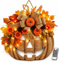 🎃🎃Lighted Burlap Pumpkin Wreath with Remote Control 🎃🎃