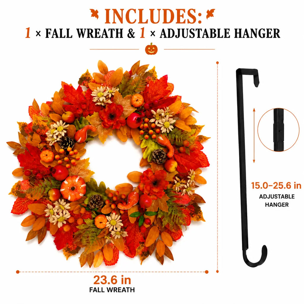 🔮🔮24 Inch Fall Wreath for Front Door🔮🔮