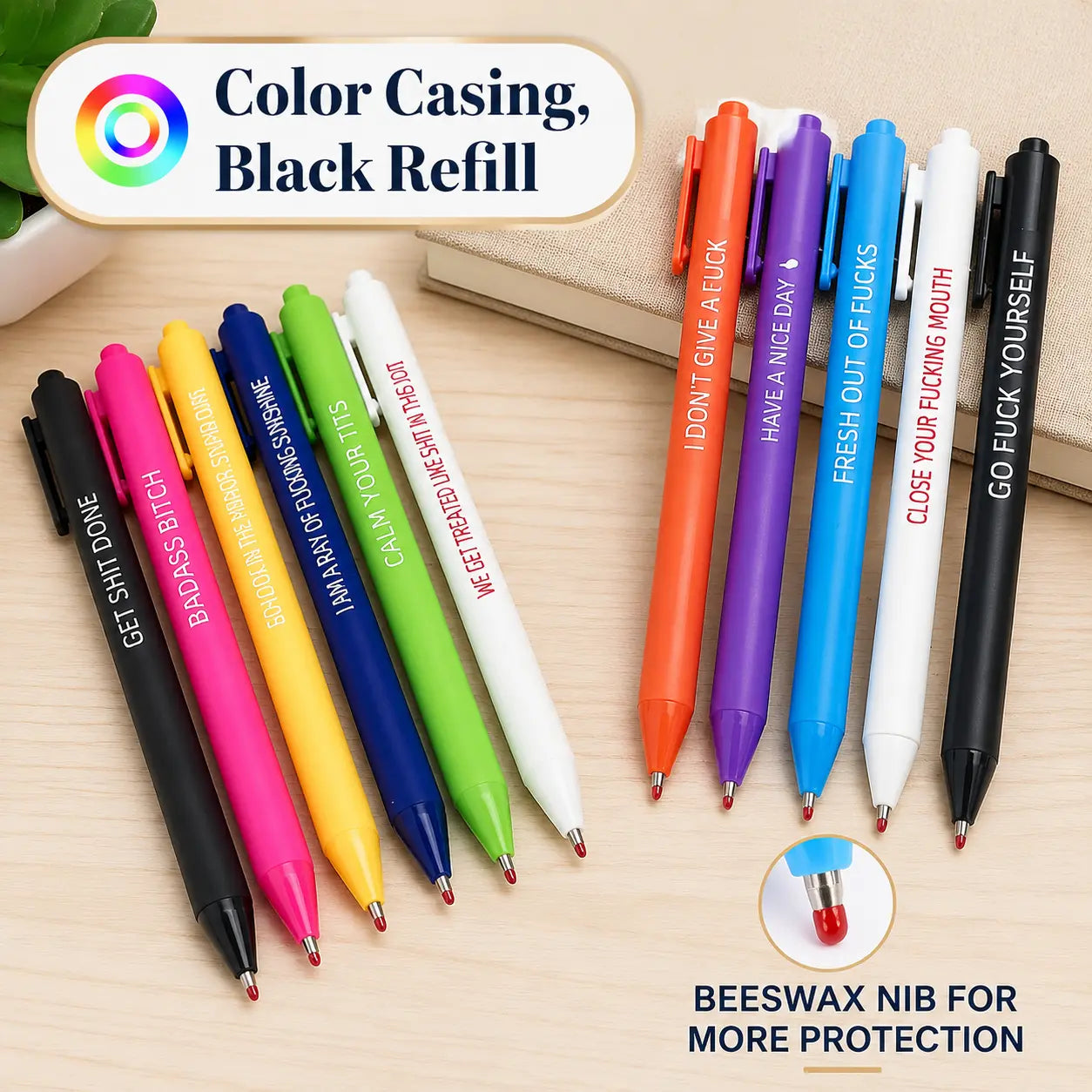 11 Pack Funny Saying Pens – Humorous Ballpoint Pens with Daily Quotes for Office, Teachers, Coworkers and Writing Supplies