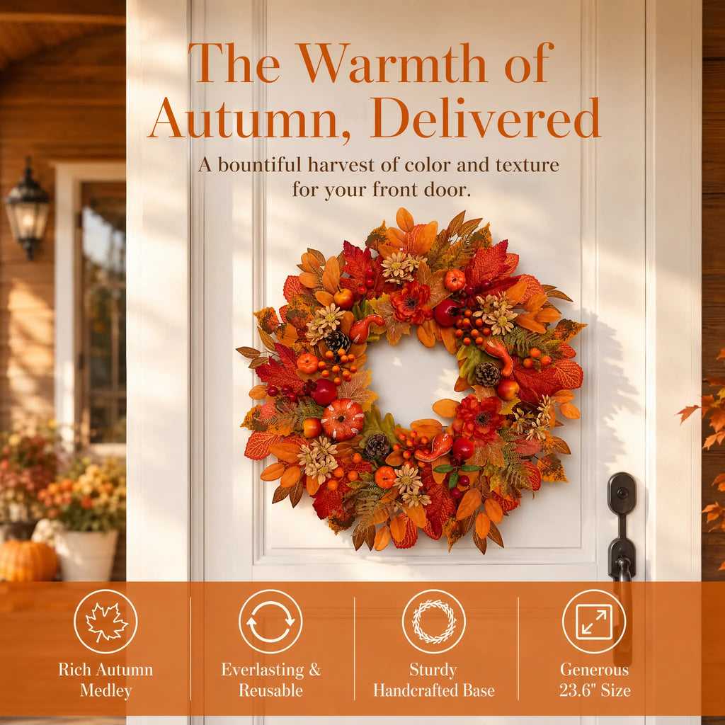 🔮🔮24 Inch Fall Wreath for Front Door🔮🔮