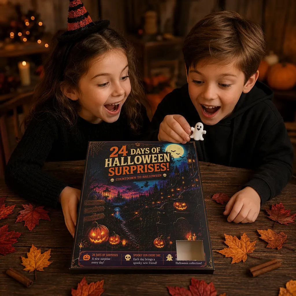 24 Days Halloween Advent Calendar, Surprise Countdown Calendar with Mini Figures for Kids, Halloween Gifts and Holiday Party Fun