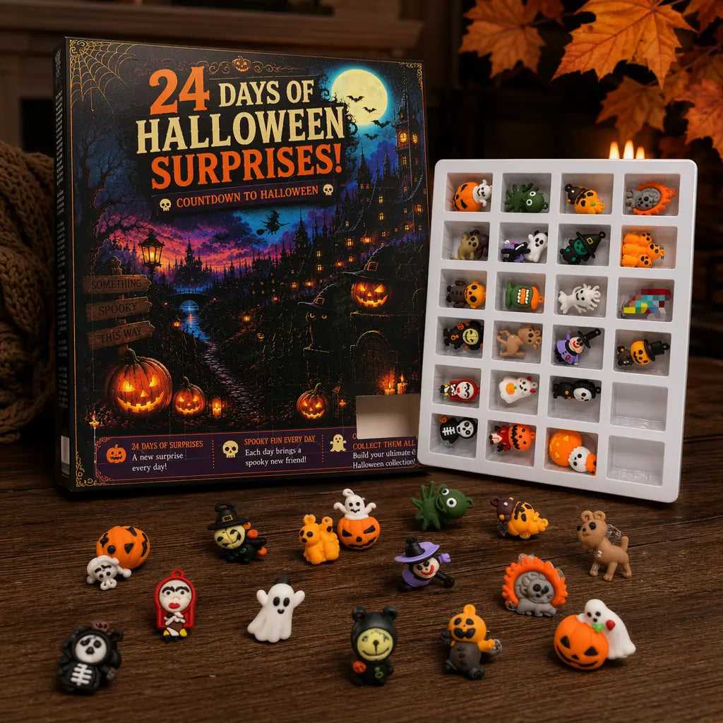 24 Days Halloween Advent Calendar, Surprise Countdown Calendar with Mini Figures for Kids, Halloween Gifts and Holiday Party Fun