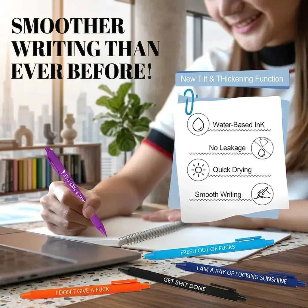11 Pack Funny Saying Pens – Humorous Ballpoint Pens with Daily Quotes for Office, Teachers, Coworkers and Writing Supplies
