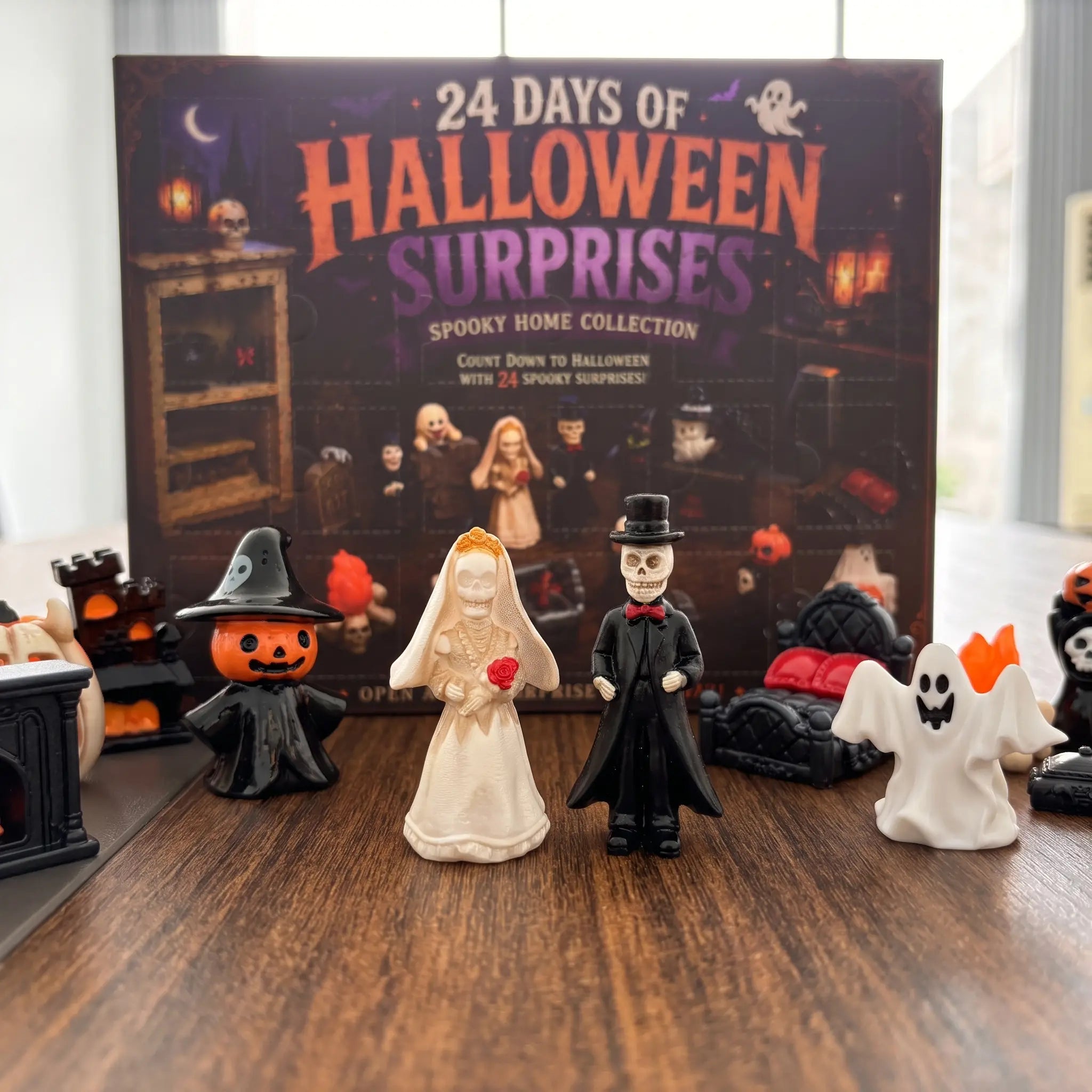 24 Days Halloween Advent Calendar, Surprise Countdown Calendar with Mini Figurines for Halloween Decor, Kids and Holiday Gifts