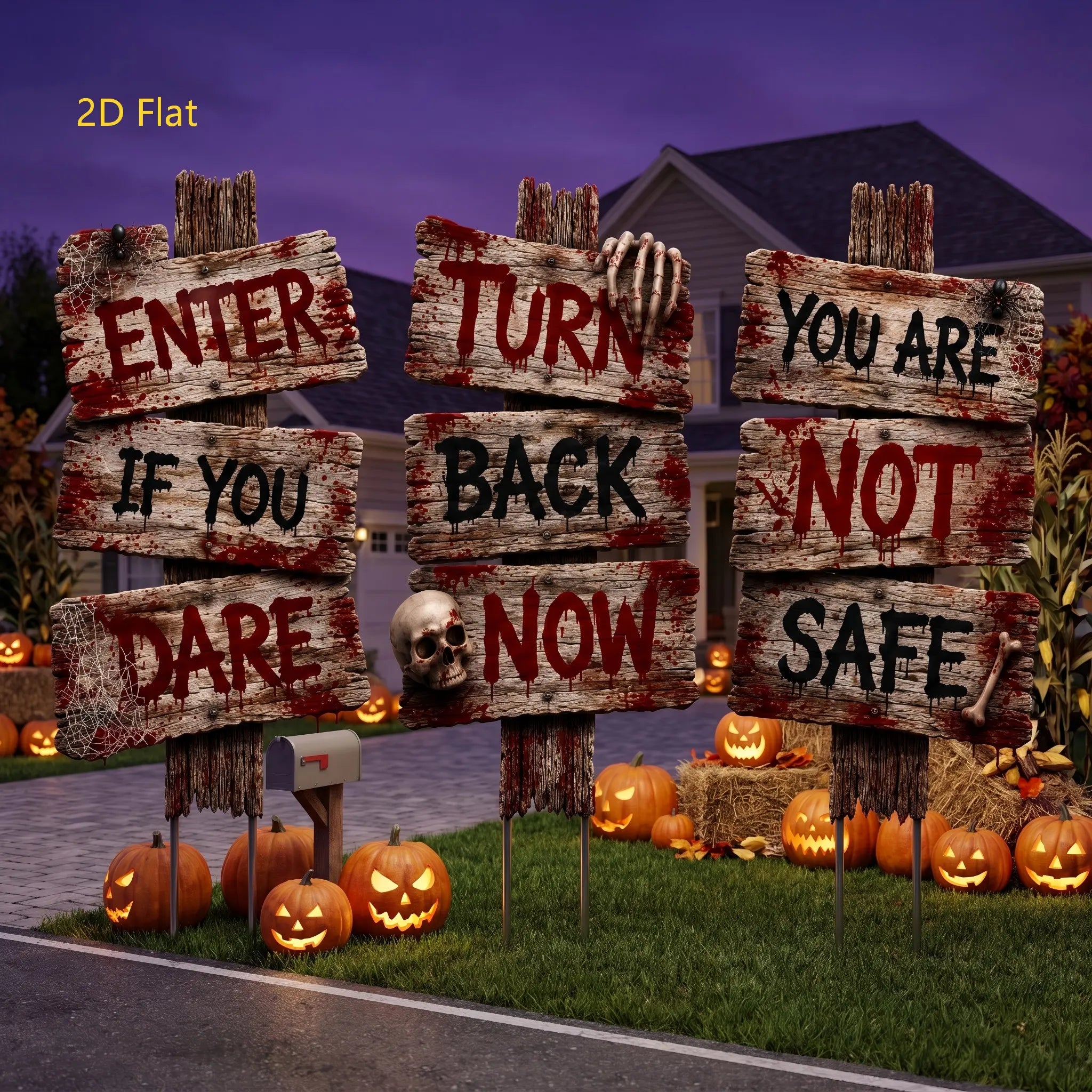 3PCS Halloween Yard Signs, Horror Outdoor Decorations with Spooky Designs for Lawn, Garden, Front Yard and Porch
