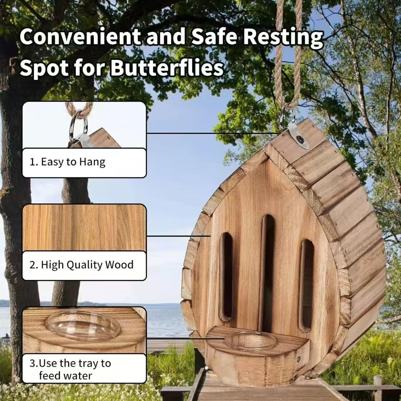 ⭐⭐Wooden Butterfly House with Feeder⭐⭐